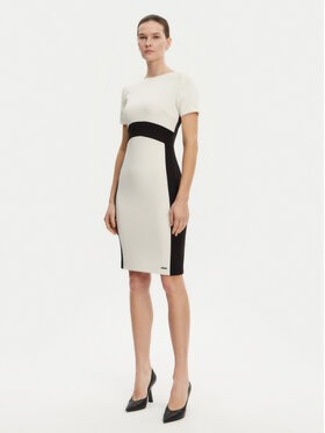 Calvin Klein Sukienka koktajlowa K20K208161 Écru Slim Fit