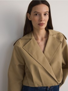 Krótka kurtka oversize - beżowy