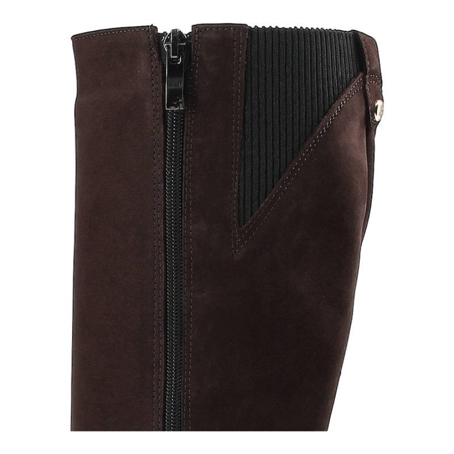Kozaki damskie Gamis, wysokie skórzane i zapinane na zamek, bordowe, 3229