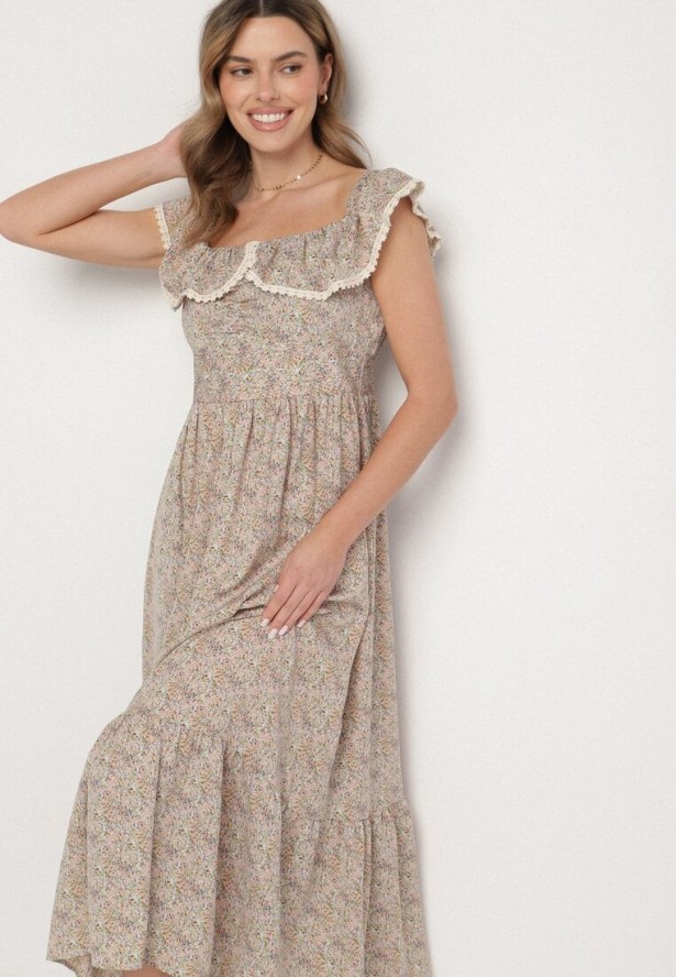 Zielona Sukienka Ozdobiona Falbankami Folirae