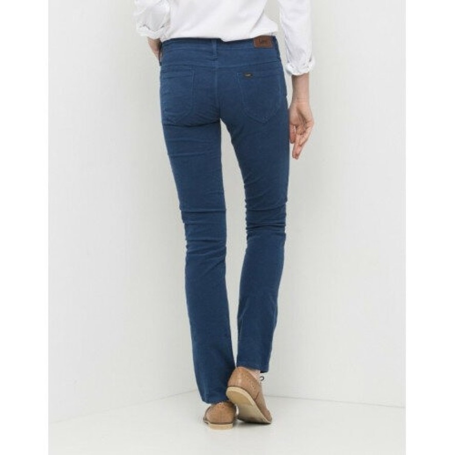 LEE DAMSKIE SPODNIE SZTRUKOSWE ELLY Bering Sea Blue L305LO61 112106099