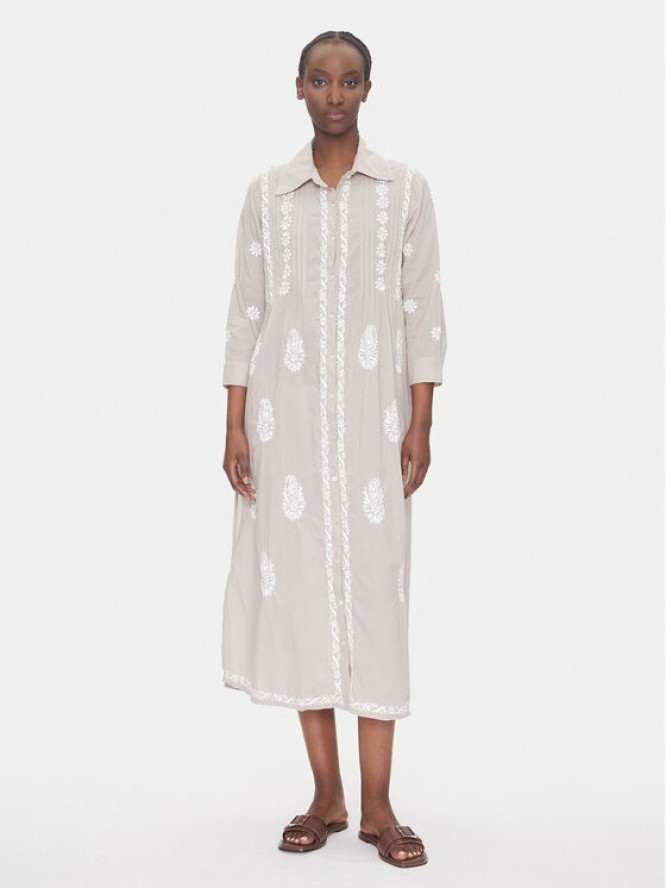 Selmark Sukienka letnia BC196 Beżowy Relaxed Fit