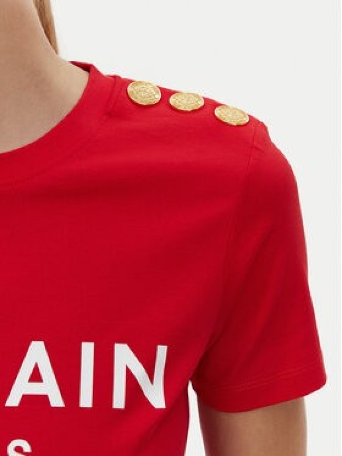 Balmain T-Shirt BF1EF005BB02 Czerwony Regular Fit