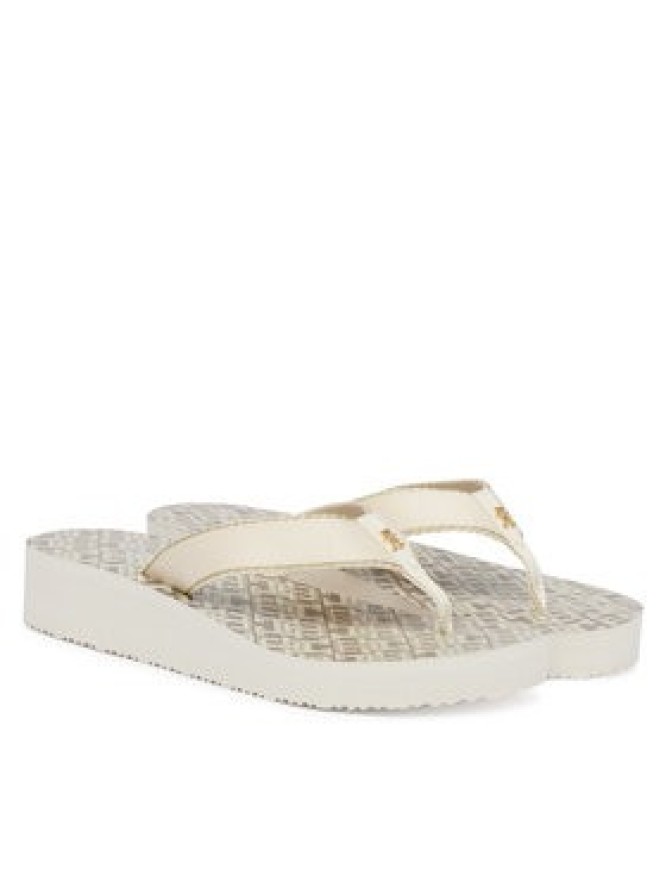 Tommy Hilfiger Japonki Monogram Mid Wedge Sandal FW0FW09419 Kremowy
