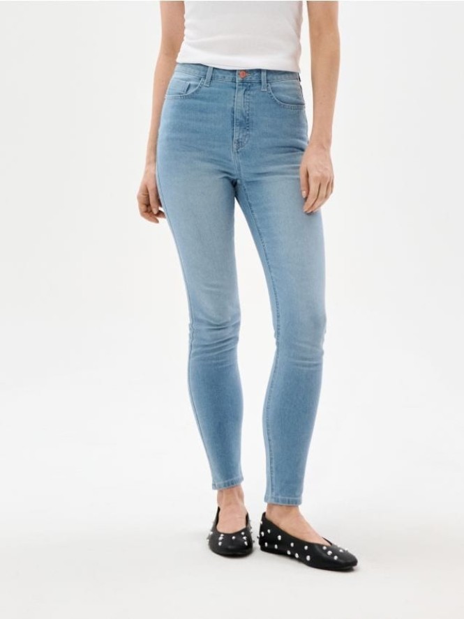 Jeansy skinny high waist - niebieski