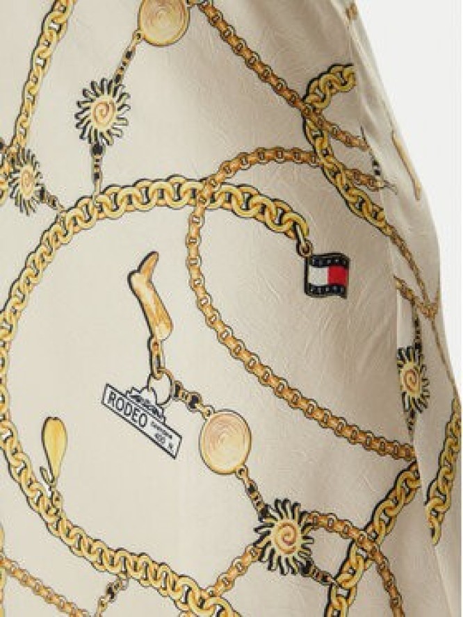 Tommy Jeans Sukienka letnia Chain Print DW0DW22346 Beżowy jasny Slim Fit