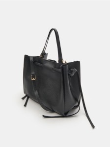 Torebka shopper z imitacji skóry - czarny