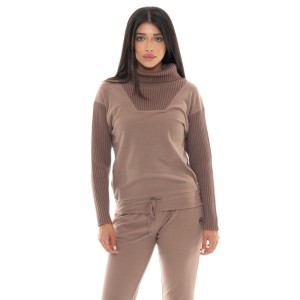 Leone 1947 Warm Touch Damen Rollkragen-Bluza zimowa ze Strickeinsätzen