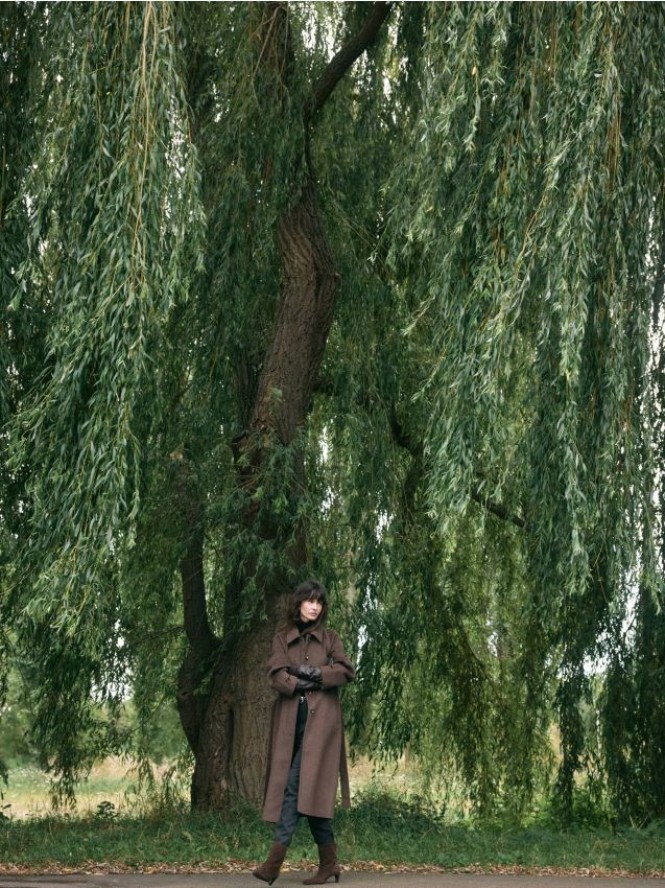 Płaszcz z wełną - brązowy