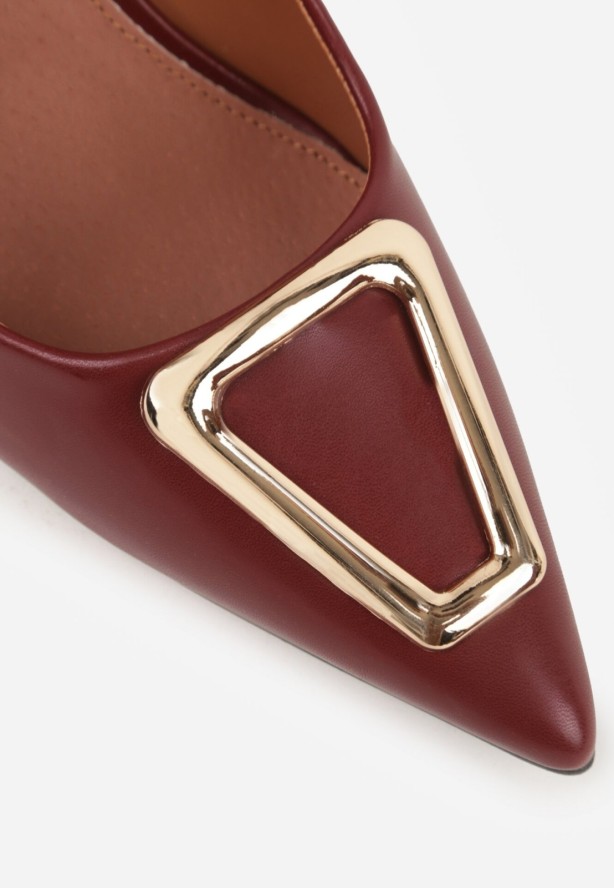 Bordowe Szpilki Vices ze Skórzaną Wkładką i Metaliczną Aplikacją Iraderie