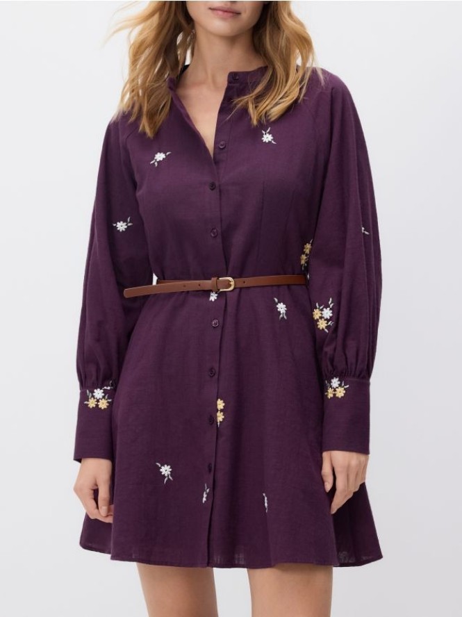 Sukienka z haftem - bordowy