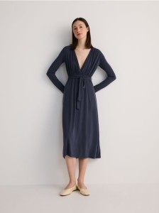 Sukienka midi z modalem - granatowy