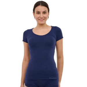 Koszulka damska krótki rękaw z wełną Brubeck COMFORT MERINO