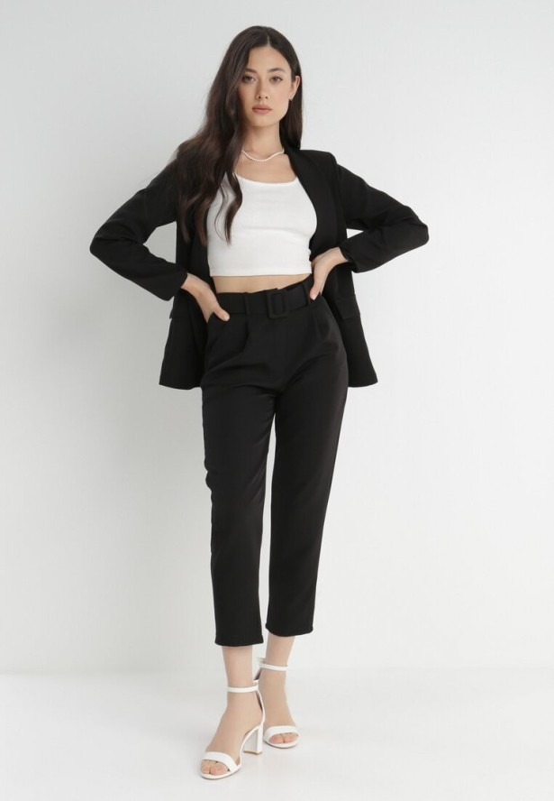 Czarne Spodnie z Paskiem Ioleina