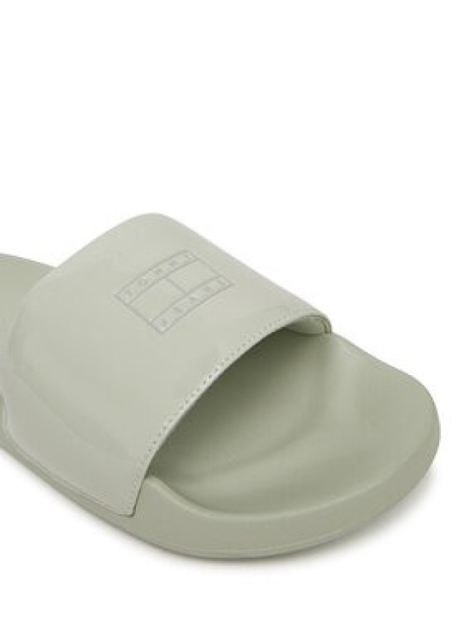 Tommy Jeans Klapki Flag Pool Slide Patent EN0EN02901 Zielony