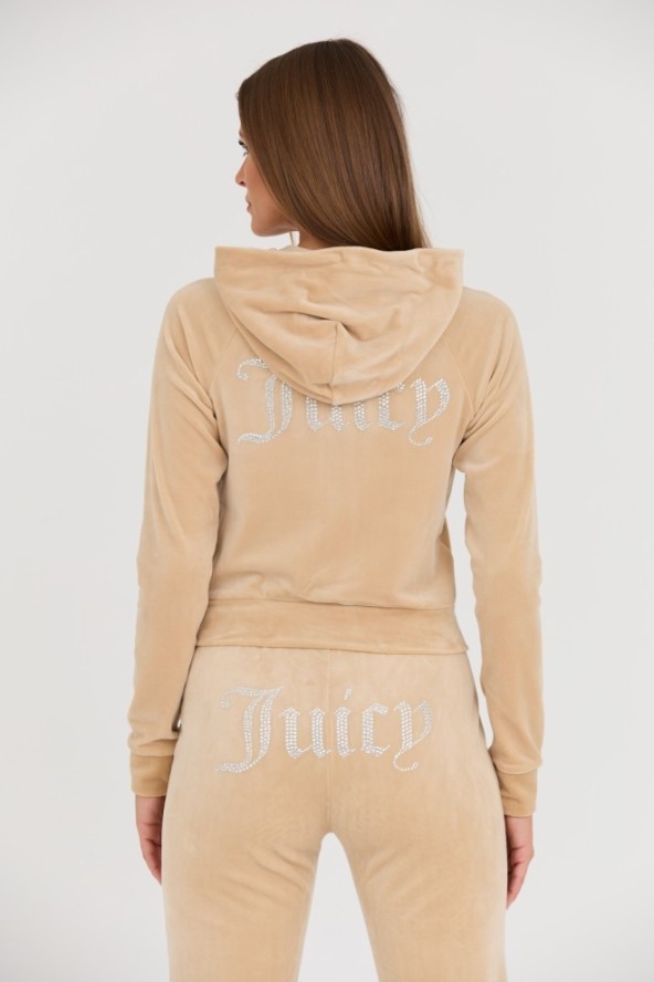 JUICY COUTURE Beżowa damska bluza Madison Hoodie, Rozmiar S