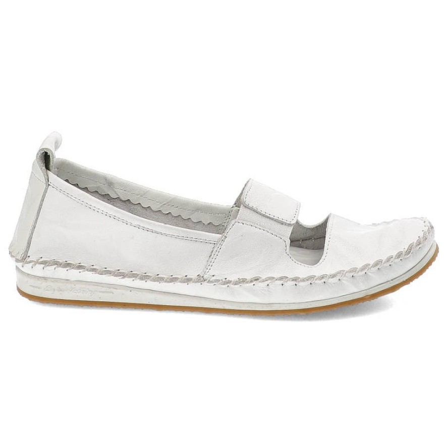 Białe Półbuty Lanqier Skórzane Buty Damskie