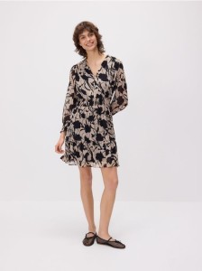 Wzorzysta sukienka mini - beżowy