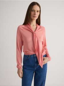 Sweter z dodatkiem lyocellu - brzoskwiniowy