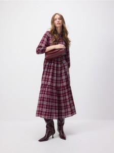 Koszulowa sukienka maxi z wiskozy - ciemnozielony