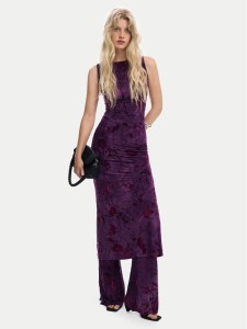Desigual Sukienka koktajlowa Alina 25WWVK33 Fioletowy Slim Fit