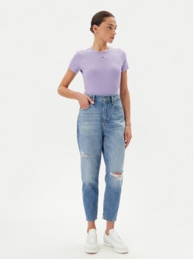 Tommy Jeans T-Shirt Essential DW0DW17383 Fioletowy Slim Fit