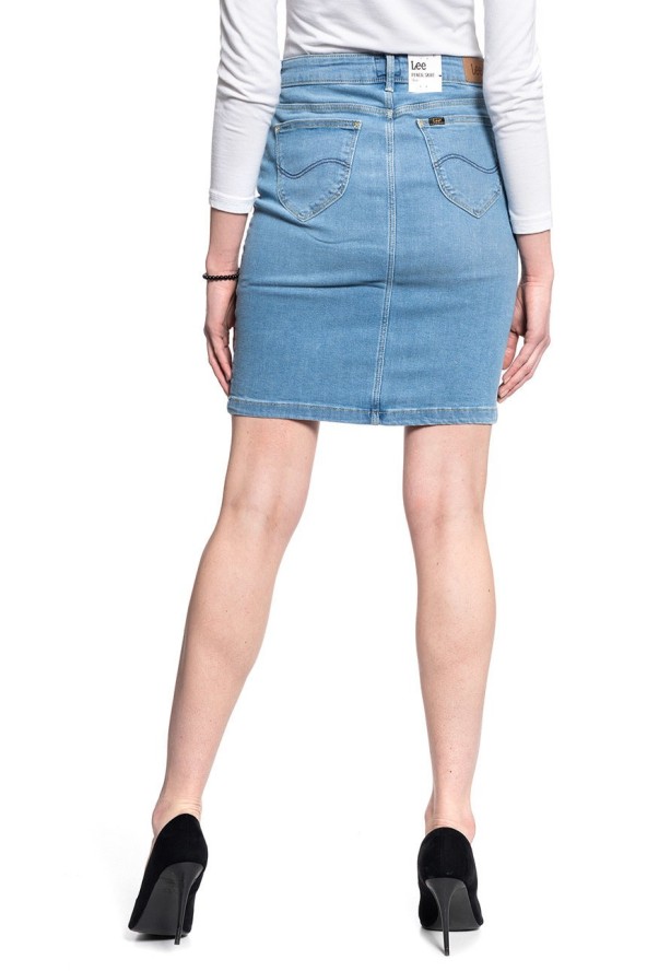 LEE PENCIL SKIRT DAMSKA SPÓDNICA JEANSOWA LIGHT LOU L38GQDXJ 112108197