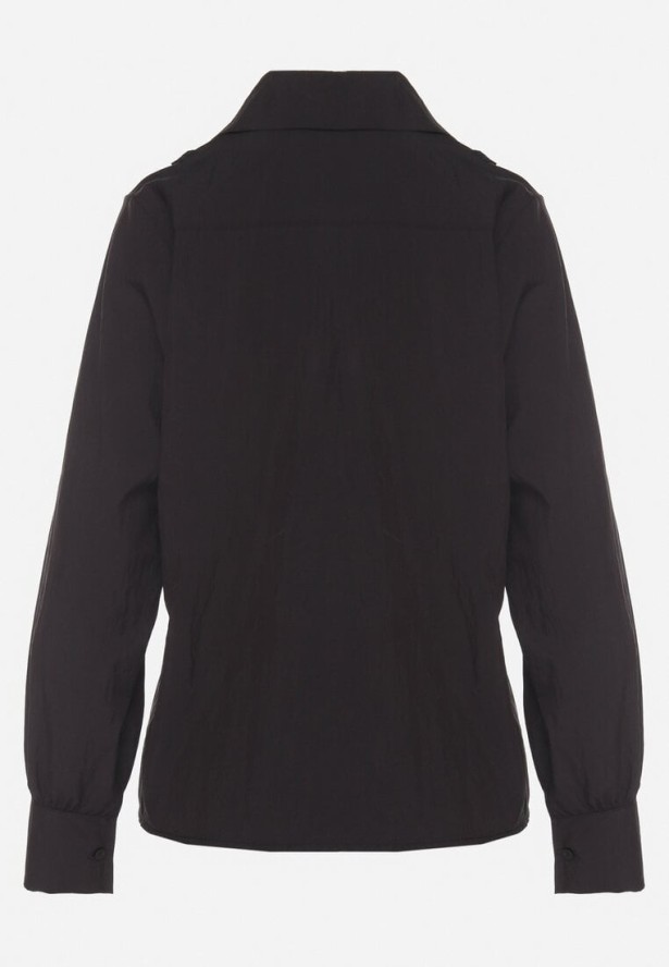 Czarna Koszula z Wiskozą i Koronkowymi Wstawkami Tenaraia