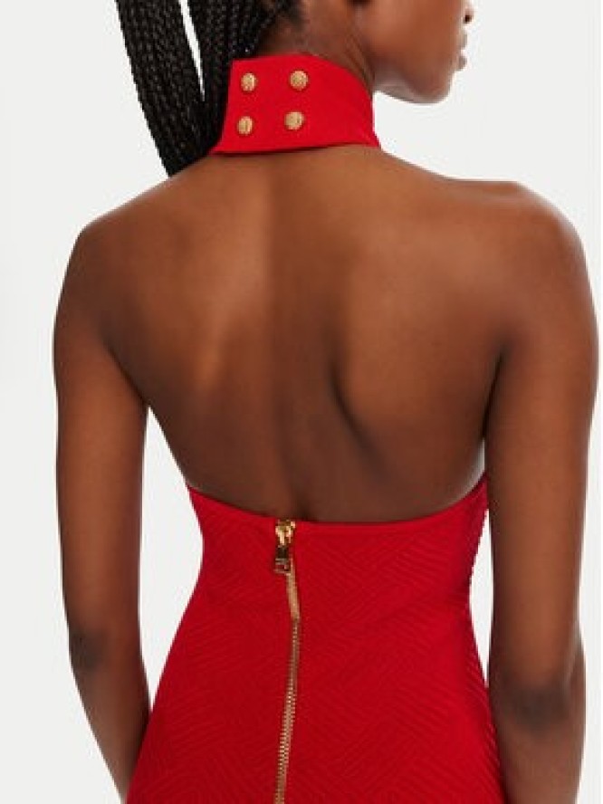 Balmain Sukienka koktajlowa DF0R3236KH58 Czerwony Slim Fit