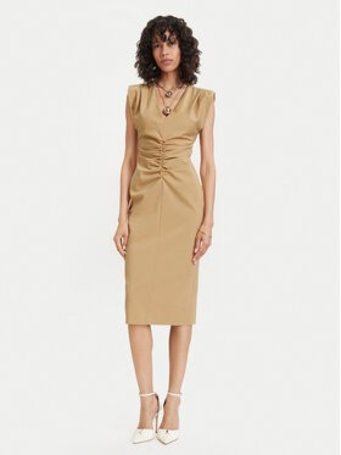 ACCESS FASHION Sukienka koktajlowa 63-3409-162 Beżowy Regular Fit