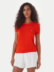 Emporio Armani T-Shirt EW000409 AF19024 U5029 Koralowy Regular Fit