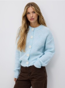 Kardigan z dodatkiem wełny - jasnoniebieski