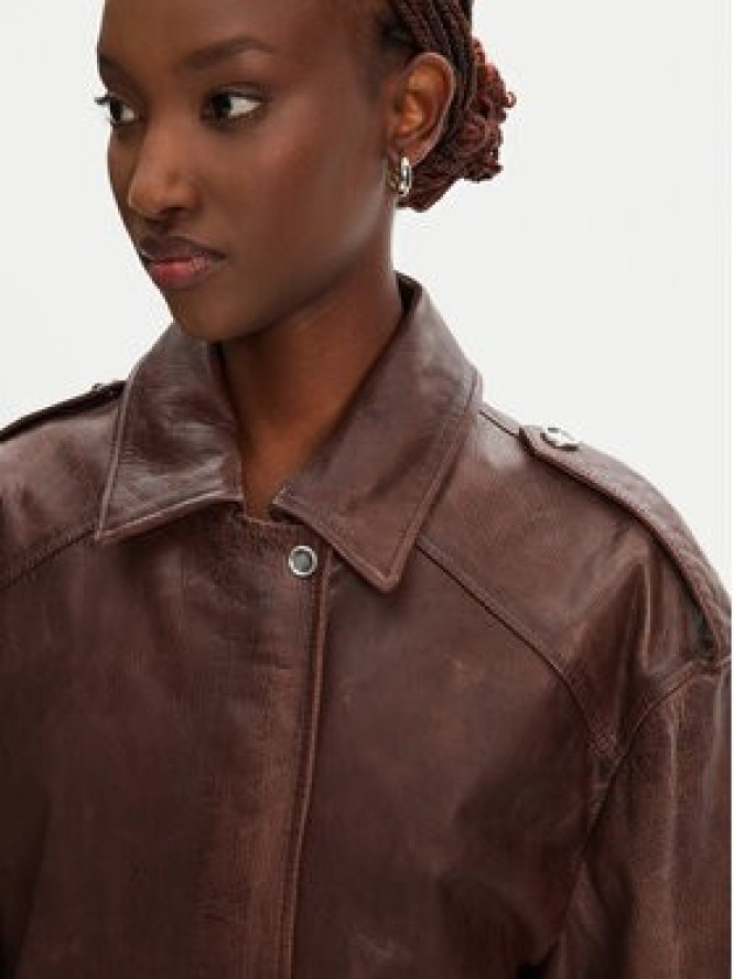 PINKO Kurtka skórzana Fever 105012 A2I1 Brązowy Regular Fit