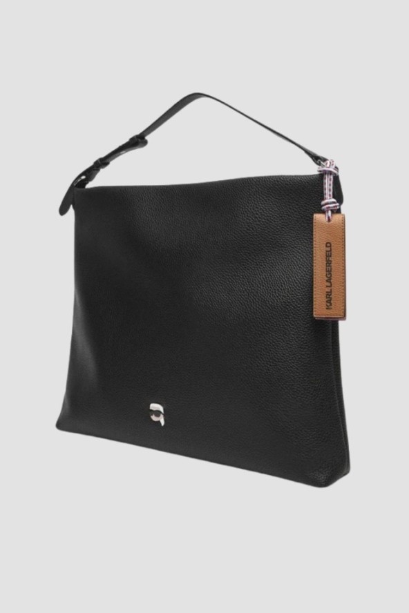 KARL LAGERFELD Czarna shopperka damska Ikon Pebble Hobo