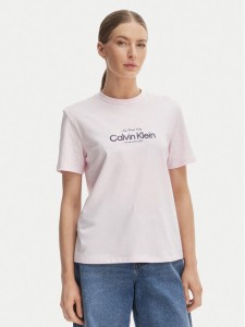 Calvin Klein Jeans T-Shirt NYC Logo LV047F810G Różowy Classic Fit