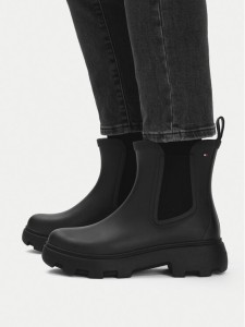 Tommy Hilfiger Kalosze Flag Cleated FW0FW09387 Czarny