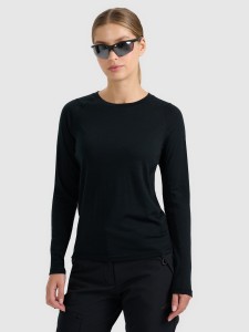 4F Longsleeve trekkingowy szybkoschnący z wełną merino damski - czarny S