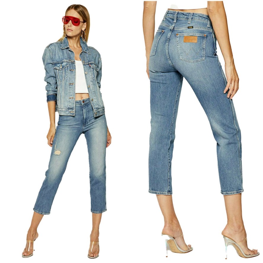 SPODNIE DAMSKIE WRANGLER RETRO STRAIGHT HAPPY DAYS W22AJH96M 112127789