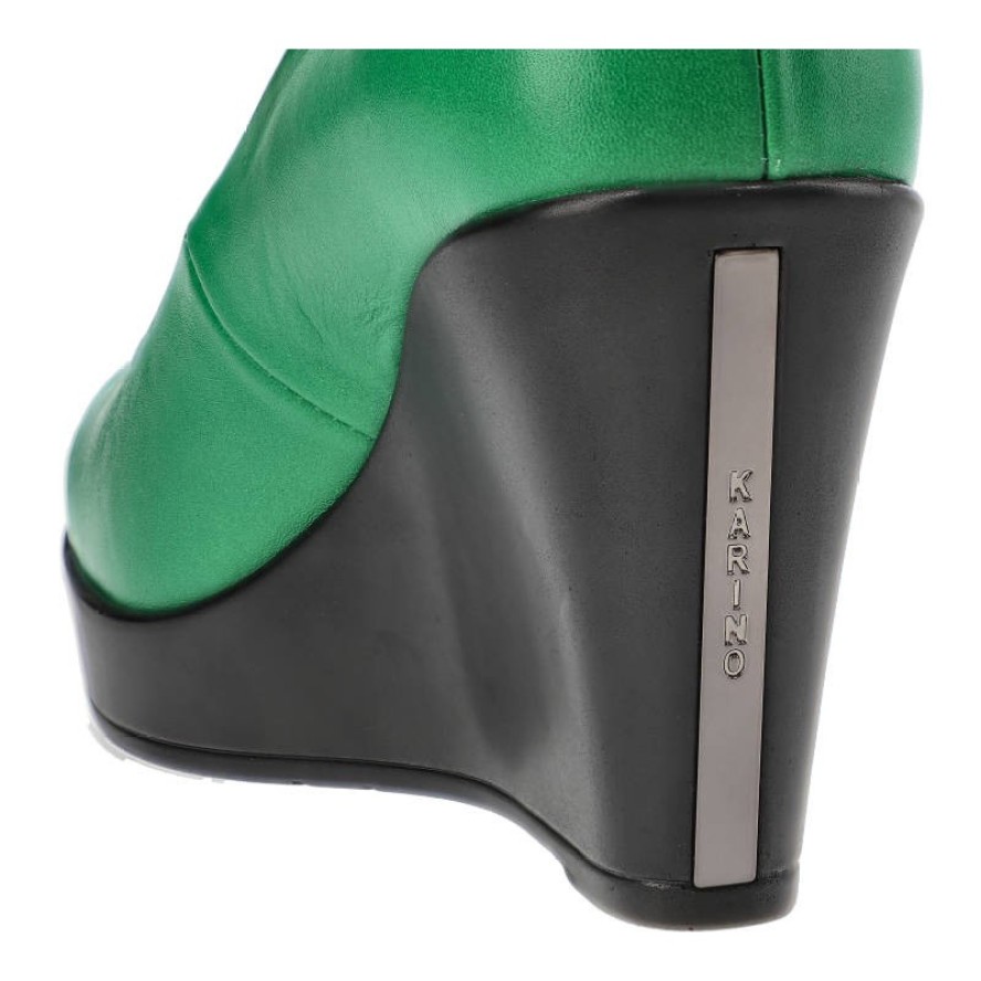 Zielone Czółenka Karino Damskie Półbuty Na Koturnie