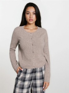 Gładki kardigan - brązowy