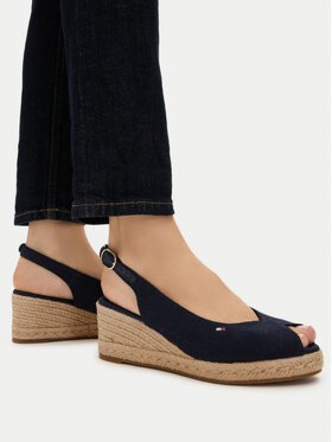 Tommy Hilfiger Espadryle Mid Wedge Espad Slingback FW0FW09228 Granatowy