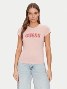 Guess T-Shirt W5GI42 J1314 Różowy Slim Fit