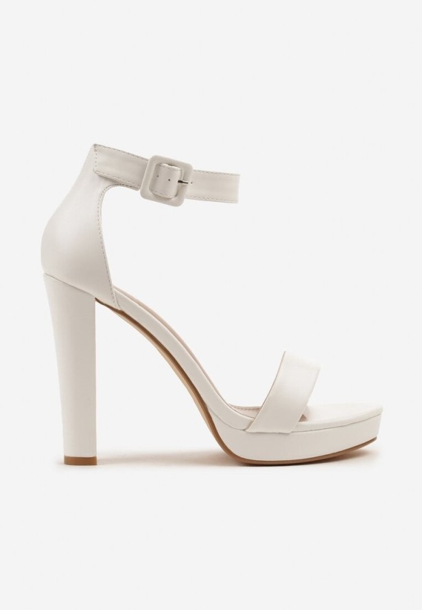 Białe Klasyczne Sandały na Obcasie Odelleza