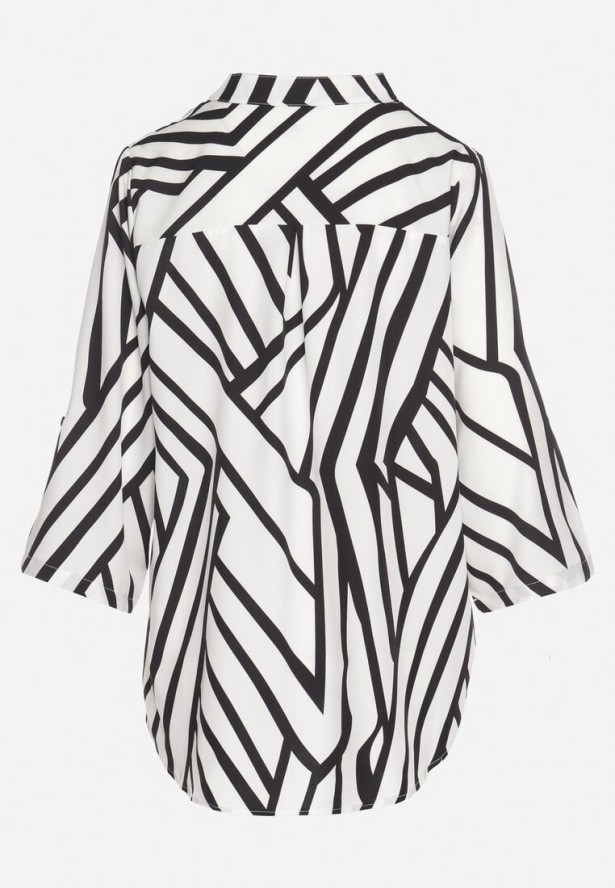 Biała Koszula z Bawełną i Geometrycznym Wzorem Tiarine