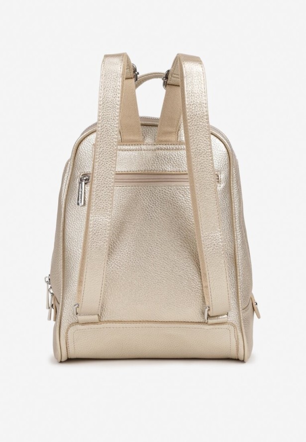 Złoty Geometryczny Plecak z Ozdobnym Przeszyciem Arzedi