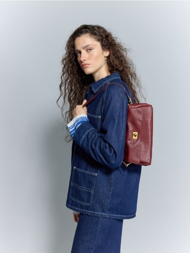 Mała torebka na ramię - bordowy