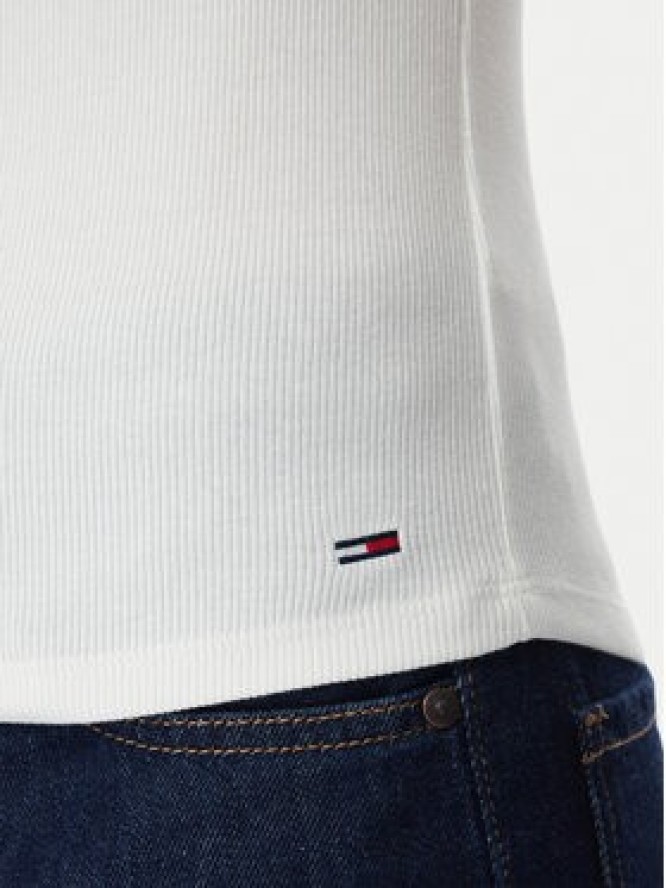 Tommy Jeans Top Ess Logo DW0DW22806 Kremowy Slim Fit