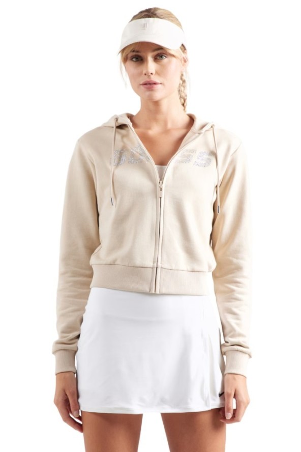 GUESS Beżowa bluza damska z cyrkoniami Primula, Rozmiar L