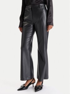 HUGO Spodnie z imitacji skóry Hamunelle-1 50546824 Czarny Flare Fit