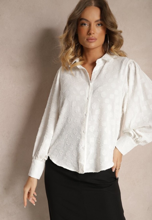 Biała Koszula z Kołnierzem i Szerokimi Mankietami Yanilo